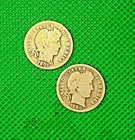 1900 & 1901 SILVER BARBER DIMES -- NICE COINS - SHIPS FREE