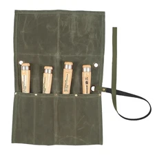 Chisel Roll, Waxed Canvas Tools Wrench Roll Up Pouch with 4 Pockets for Knife...