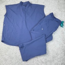 FIGS Kade Cargo Scrub Pants  Rafaela Top Set Big Sky Blue Womens Medium