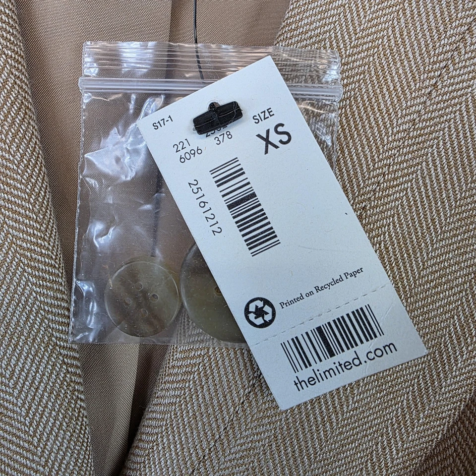 Blazer The Limited para mujer XS beige tostado espiga dos botones forrado traje de carrera Foto 3 de 4