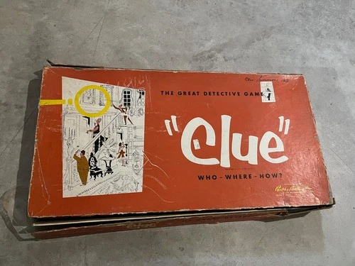 Vintage CLUE Parker Brothers Detective Board Game 1956 USA 99% Complete