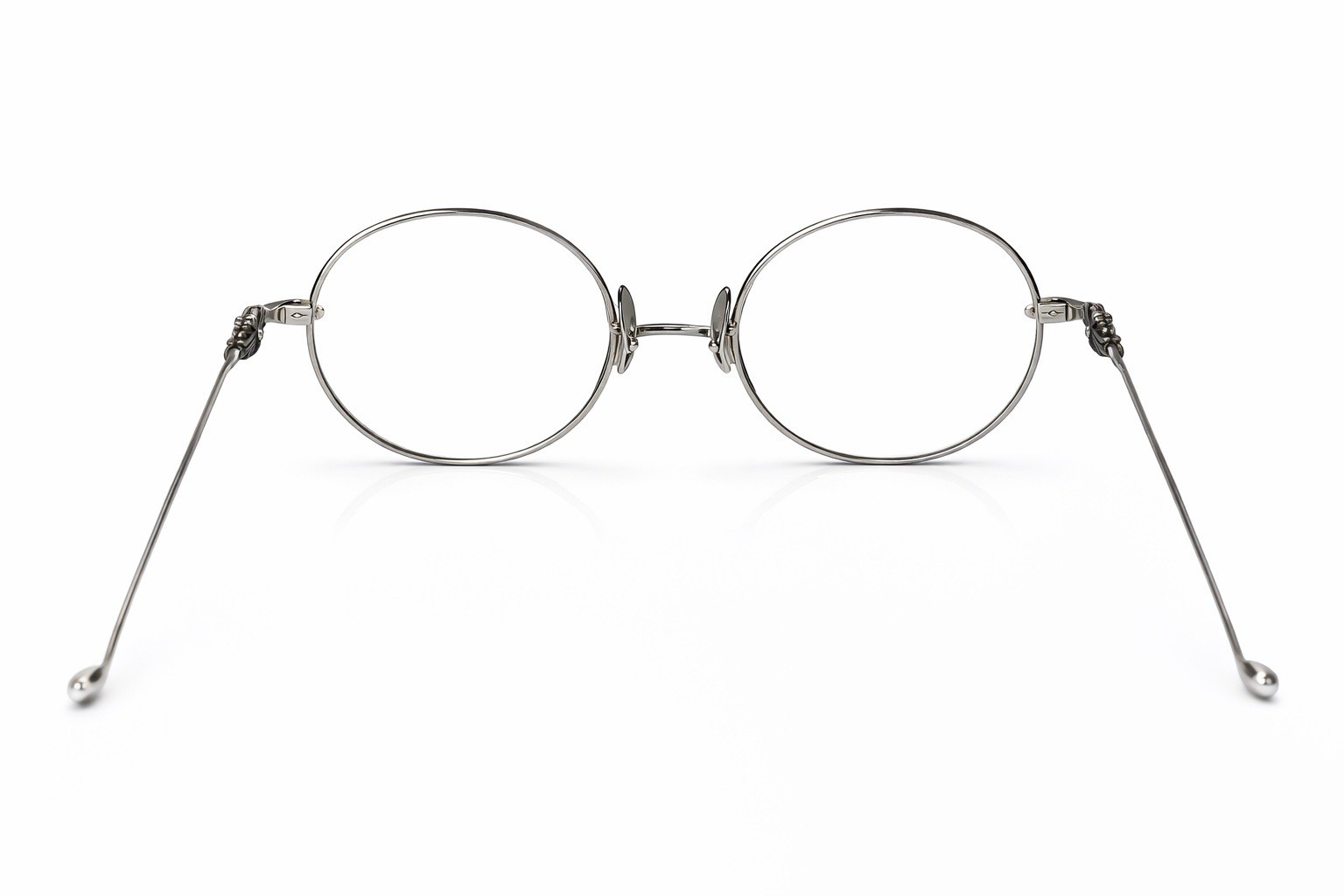 Silver Metal Round Full Rim Eyeglass Frames with Case & Cleaning Cloth thumbnail 4