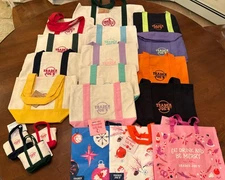 HUGE Lot  19 Trader Joes Mini Micro Totes LOT Pink Purple Red Green Yellow Blue