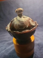 Vtg Imperial Glass Purple Slag Covered Candy Dish 