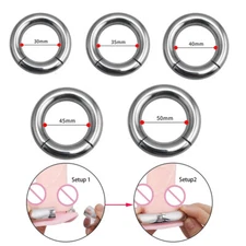 Male Strong Ball Stretcher Magnetic Stainless Steel Weight Heavy Scrotum Ring US