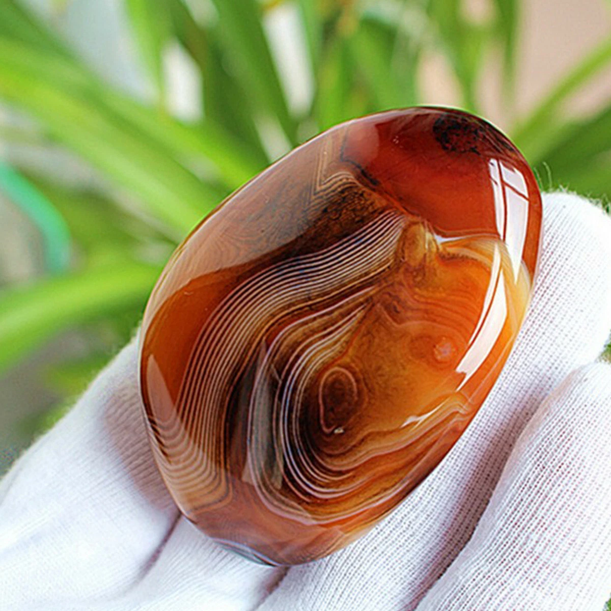 Natural Polished Silk Banded Lace Agate Crystal Sardonyx Carnelian Palm Stone