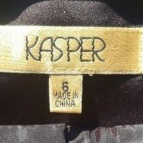 Vintage 80's Kasper Blazer 6 Brown Formal Satin 3D Ribbon Embroidered Floral - Picture 4 of 7