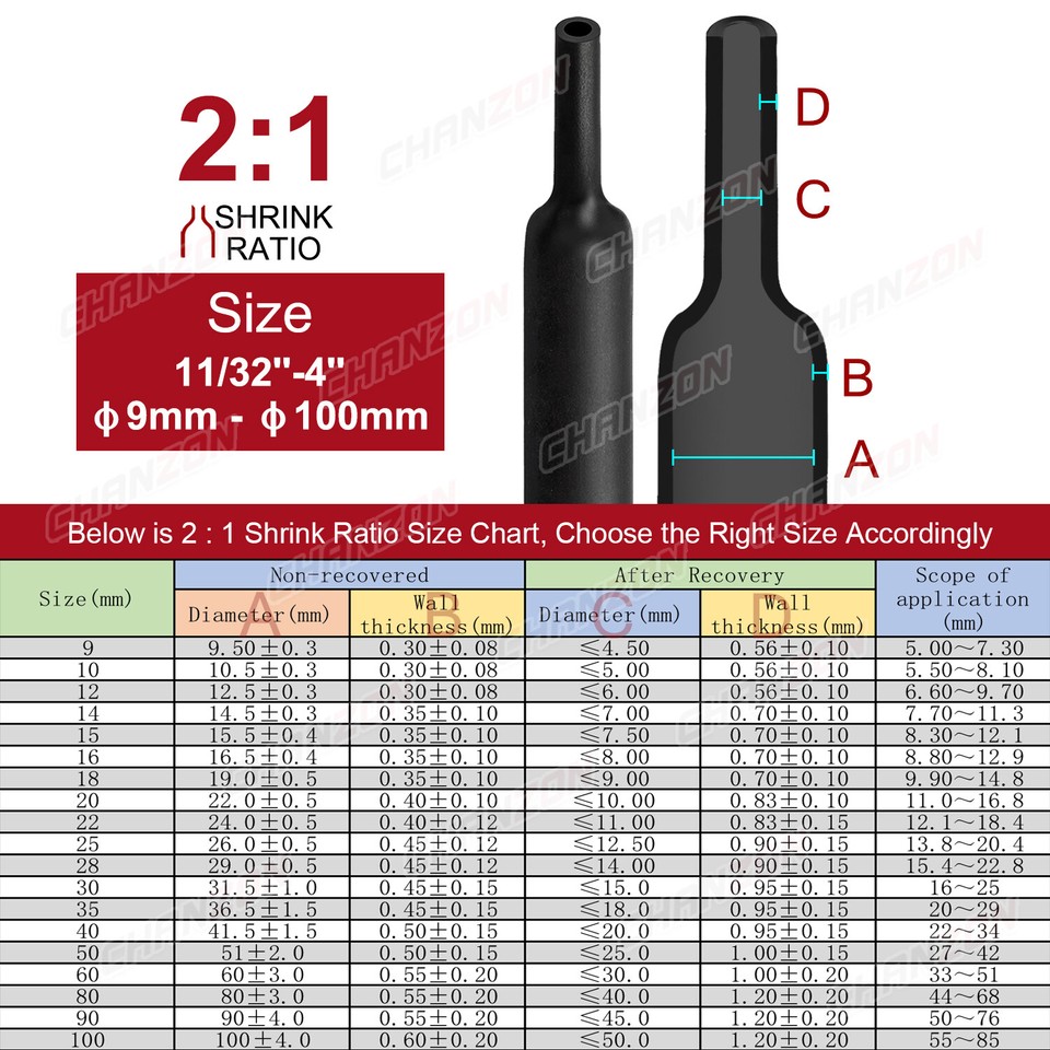 64 Size 8 Colors 2:1 Heat Shrink Tubing Shrinking Wrap Heat-Shrink ...