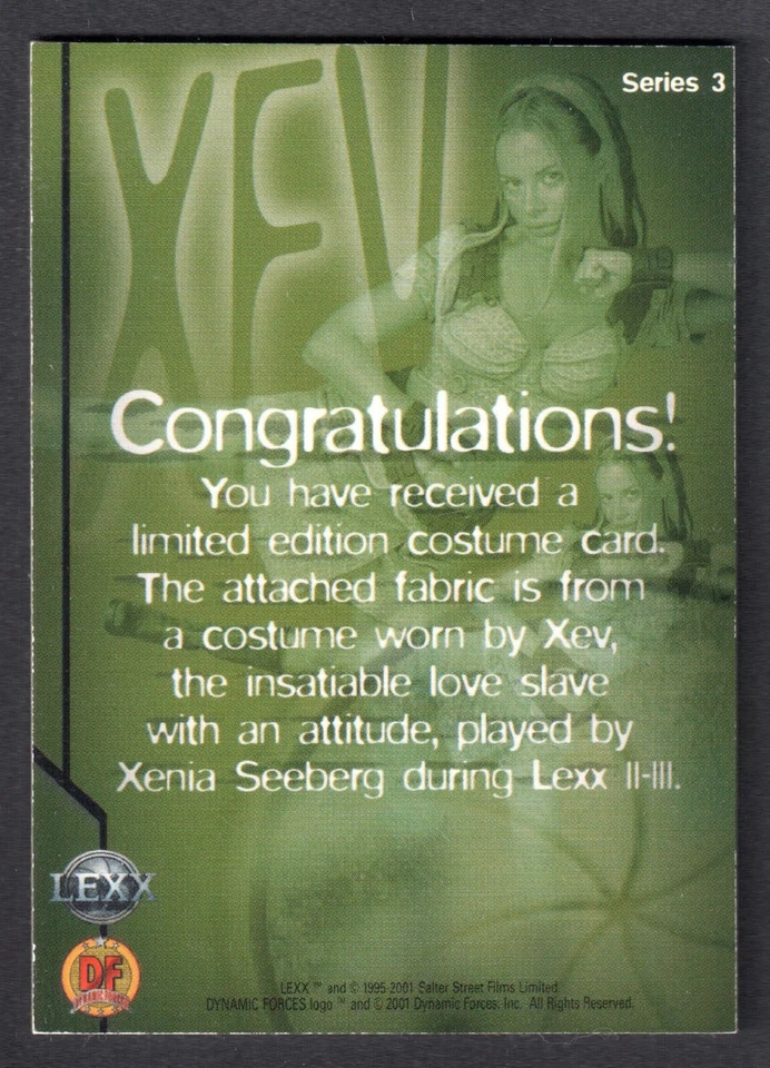 LEXX TV SHOW (Dynamic Forces/2002) COSTUME CARD Series 3 by Xev XENIA SEEBERG - Image 2 of 3