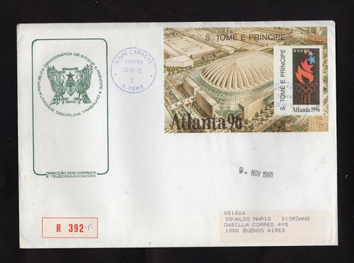 OLYMPIC, ST. TOME & PRINCIPE, FDC TO ARGENTINA, VF