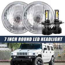For Hummer H2 2003-2009 Pair 7" inch Round LED Headlights High-Low Beam Lamp