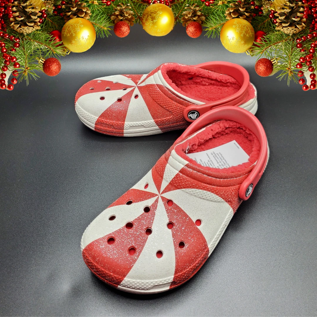 Classic Lined Holiday Christmas Candy Cane Clogs