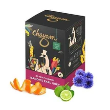 CHAYAM Baron's Earl Grey Tea Bags with Citrusy Orange Peel & Blue Corn Flower