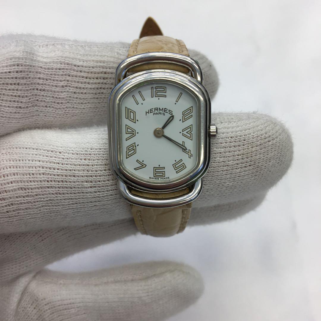 HERMES Rally RA1.210 White Dial Quartz Ladies Watch from Japan Junk
