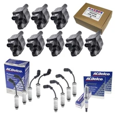 Set of 8: ADP Ign Coils + OEM 41-962 Dbl Plat Sprk Plg +OEM 9748UU SPWires + HS