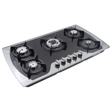 5 Burners Gas Stove 35.4" Built-In Natural Gas Cooktop Propane Stainless Kitchen
