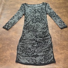 EUC Express Grey & Black Lace Sexy Bodycon Ruched Sweater Dress S