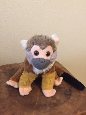 WILD REPUBLIC 8  Squirrel Monkey Tan Gray Plushy Stuffed Animal 