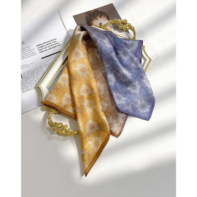 100% Mulberry Silk Scarf for Women - Square Head Wrap Necktie Hairband Print 53cm