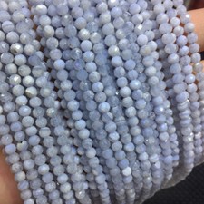 2/3/4mm Genuine Natural Micro Faceted Blue Lace Agate Beads for Jewelry Making
