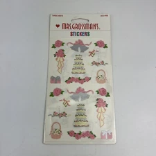 New Vintage Stickers 1998 Mrs Grossmans Wedding Bells Doves Bells Pink  Roses 3