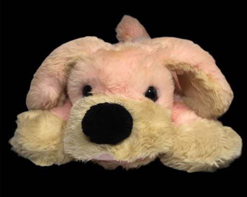FAO Schwarz Penelope Darby Puppy Dog Plush Pink Cream Hand Puppet Vintage 14