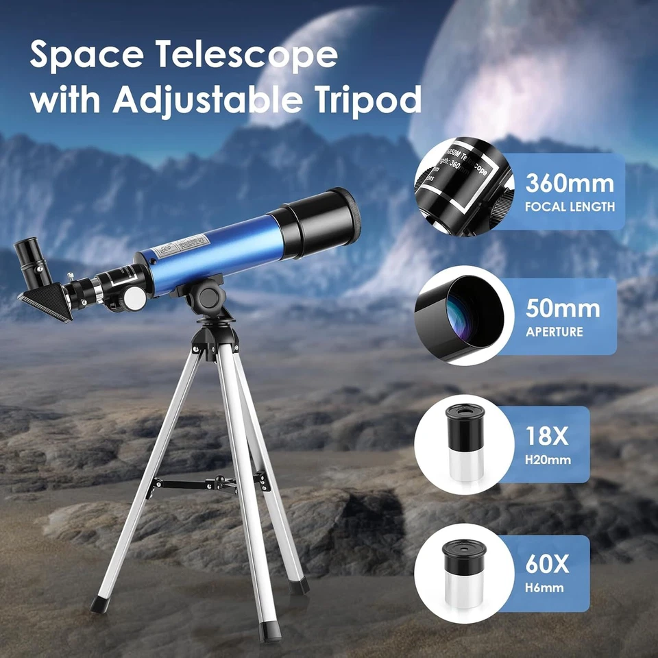 Teleskop Astronomisches Einsteiger Teleskope für Himmelsbeobachtung Kinder Zoom - Bild 2 von 4