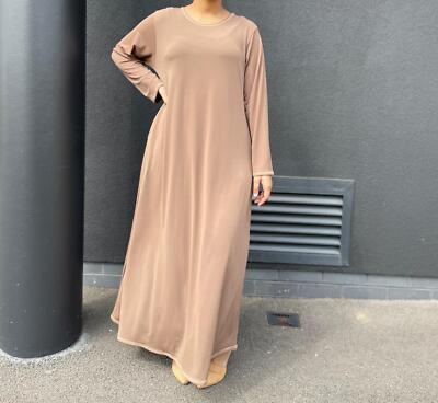 Womens Plain Abaya Black New Burkha Jilbab Jersey Maxi Dress With Embroider  New | eBay