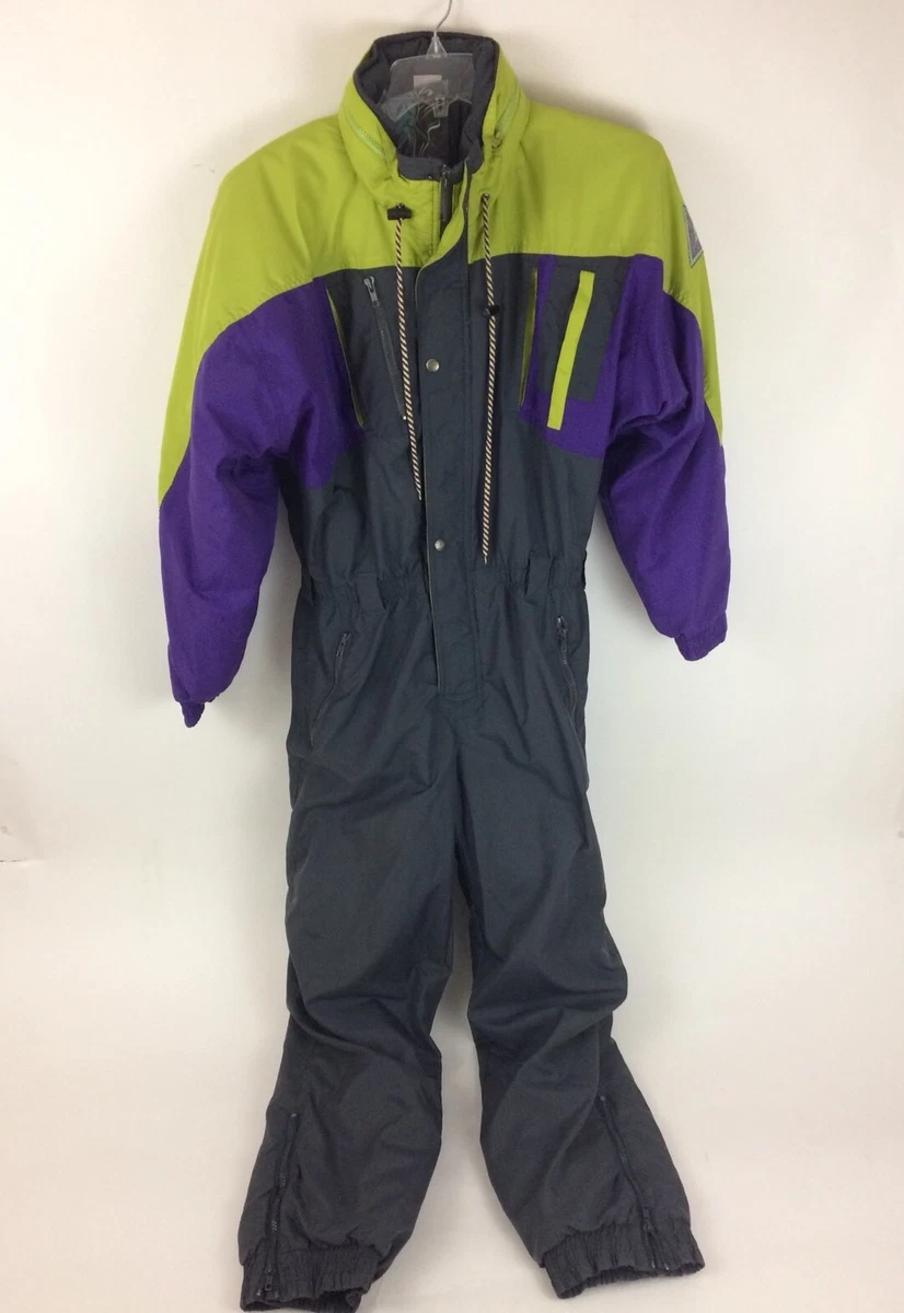 Etirel Le Style Sportif Ski Snow Suit Vintage 80s 90s Gray Purple Green Sz  S | eBay