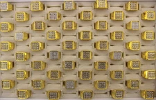 35pcs Wholesale Jewelry Job Lots Gold P Men's Rings Filled Clear Rhinestone Ring