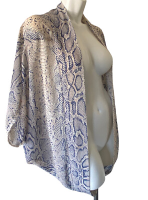 Cotton On Blue White Snake Print Lightweight Sheer Coverup