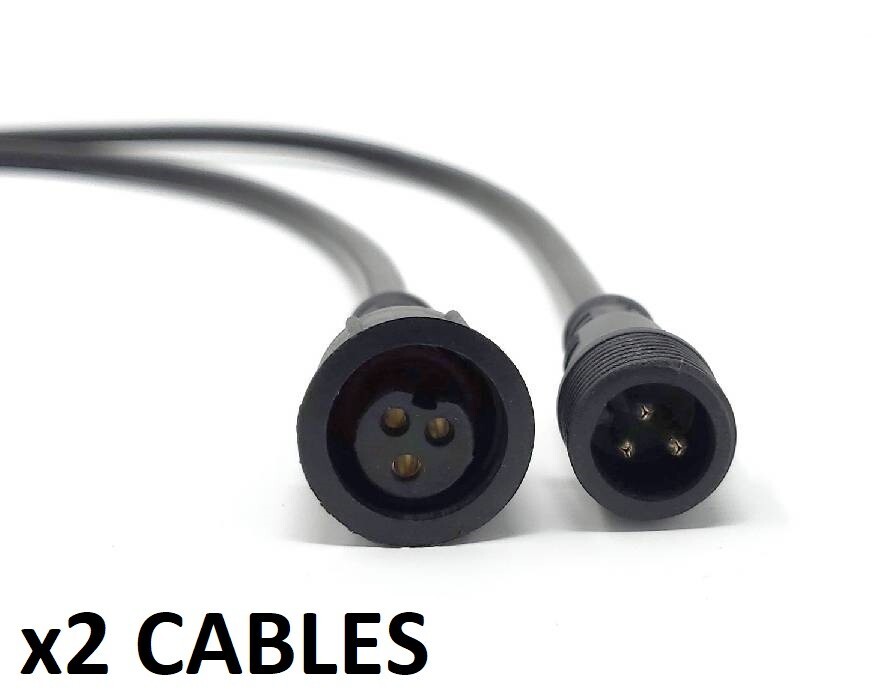 3 Core Extension Cord Cable 22 AWG Black xConnect Connectors 10FT (2