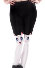 Woman White Black Legging Moon Cat printed Cosplay slim legging L-2XL 66