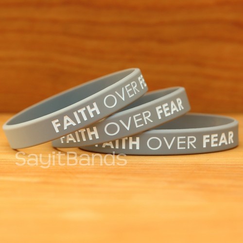 10 FAITH OVER FEAR Wristbands Quality Debossed Color Filled Silicone