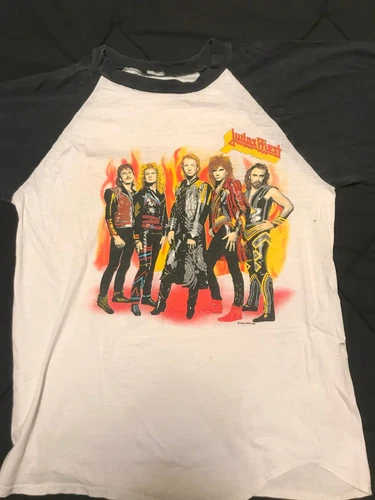 Judas Priest Concert Shirt. Fuel for LIfe Tour, 1980s vintage concert t-shirt, vintage, size L, single stitch, B+ condition