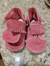 Minnetonka Pink Moccasins with Fringe Toddler Play Shoes Size 5