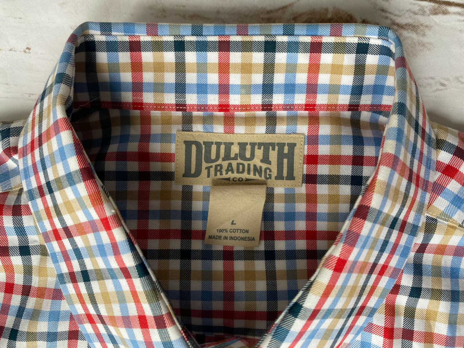 DULUTH TRADING LONG SLEEVE SHIRT GINGHAM MULTI RARE COLOR MENS LARGE EUC image 3