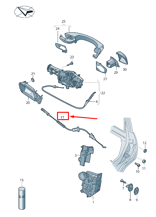 NOUVEAU CÂBLE DE PORTE ARRIÈRE BOWDEN SEAT TARRACO KN 5NN839085A ORIGINAL