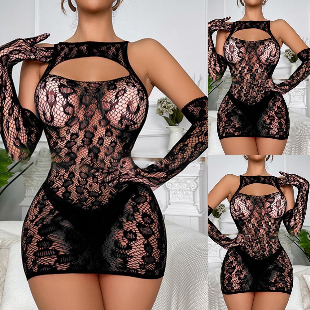 Gloves Dress Set Sexy FishNet Solid Color Style Bag Hip For Holiday/vacation-image