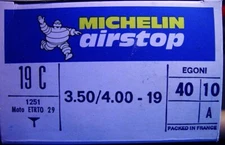 Norton Commando 1968-77, Michelin Airstop  350/400-19 INNER TUBE & 19" RIM Strip