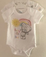 Newborn ~ 7-10 Lbs ~ Tiny Tatty Teddy ~ Rainbow White Themed Bodysuits X2