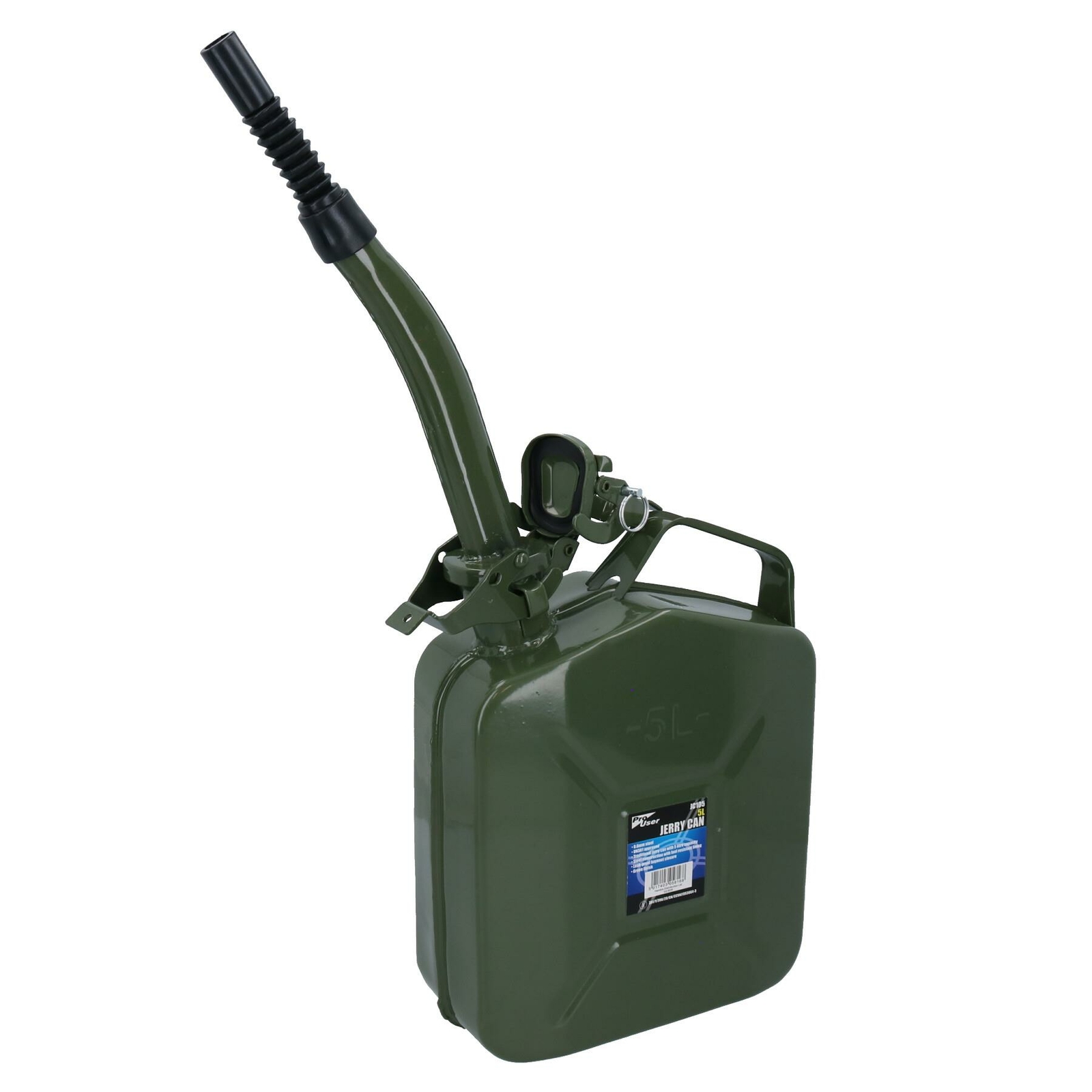 5 Litres Metal Fuel Jerry Can Storage Container + Flexible Fuel Spout Pourer