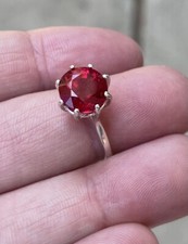 925 sterling silver solitary ruby ring size 8
