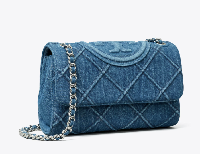 AUTH NWT Tory Burch Women's Fleming Small Soft Denim