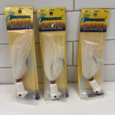LOT OF 3-Hurricane Bugeye White/red Bucktail 2 Oz Jigs Lures New Old Stock