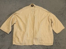 NWOT H By Halston Open Front Cardigan Sweater Womens 3X Cream Flowy Cozy