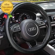 Heavy Duty Pure Cowhide Steering Wheel Cover Black Genuine
