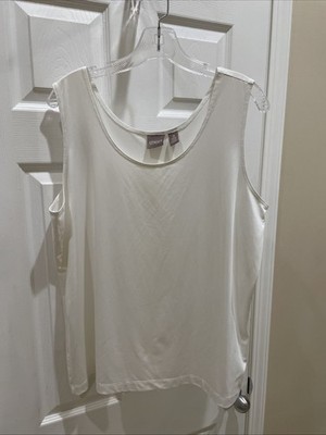 Chicos Gorgeous White Tank Top Sz 3 Sleeveless Tank Top Round Neck