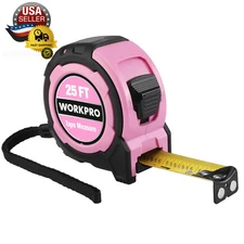 WORKPRO 25FT Pink Tape Measure, 1/8 Fractions Easy Read Measuring Tape, Retracta