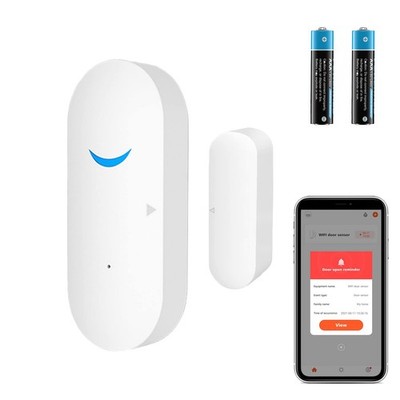 Smart Door Sensor Alarm Wireless, WiFi Door Window Detector with 2 Batteries,...